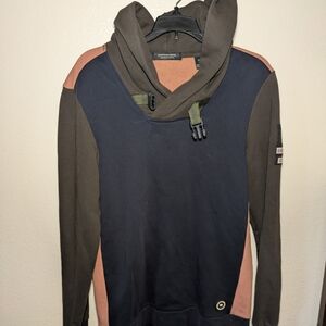 Scotch & Soda Navy and Brown Turtleneck Sweater